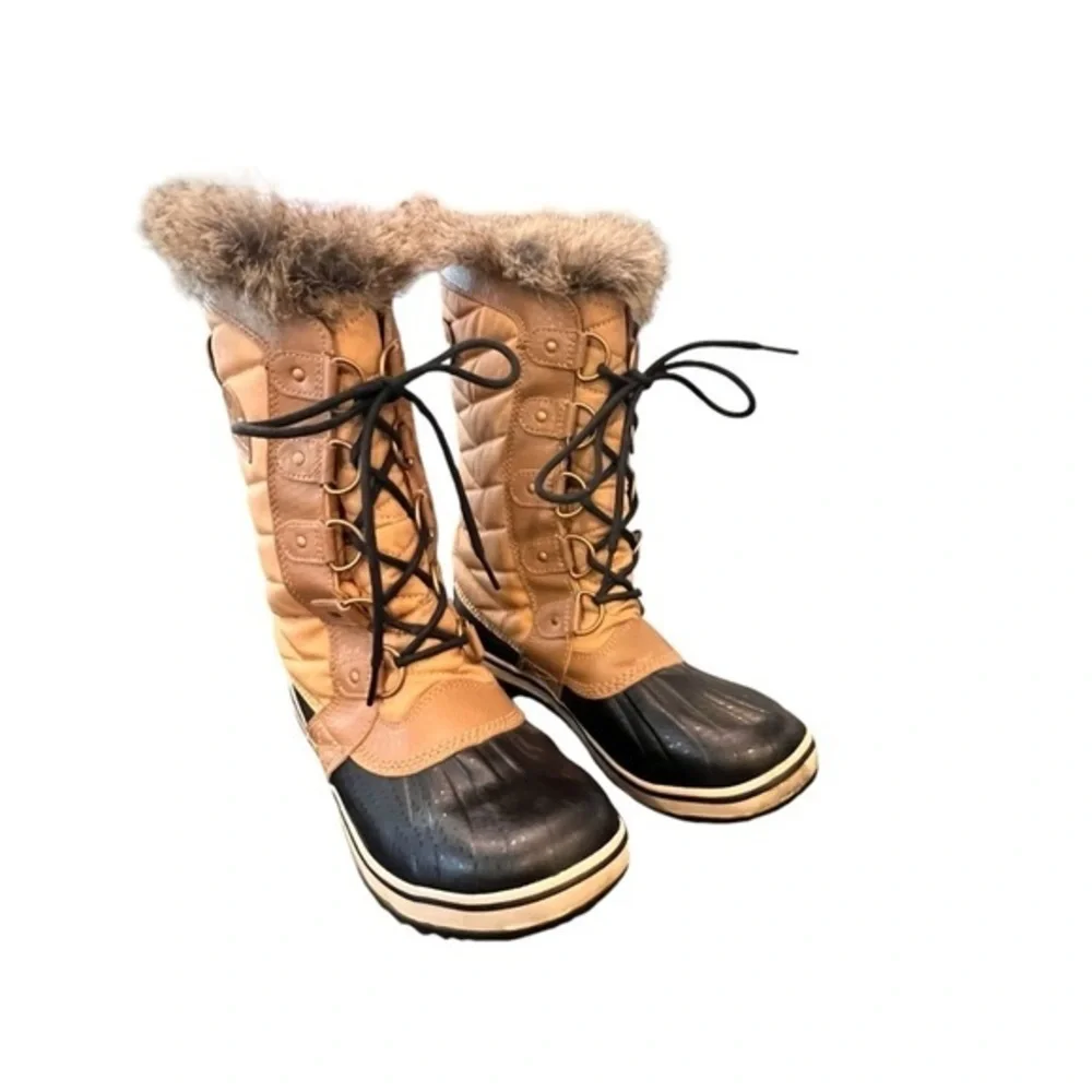 Sorel Women’s 8 TOFONO II WP CURRY FAWN TALL Winter Rain Snow BOOTS Faux‎ Fur